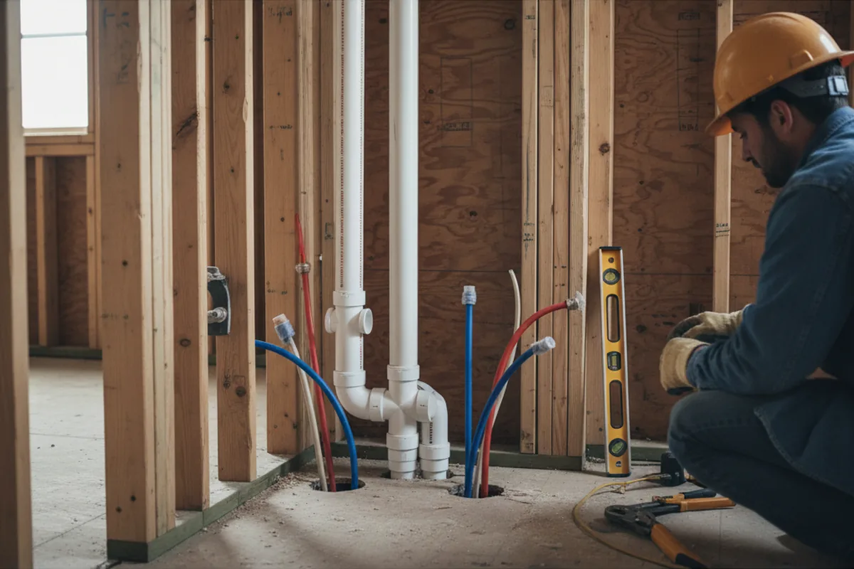 Drain and supply rough-in during Leak Detection in Saint Rose