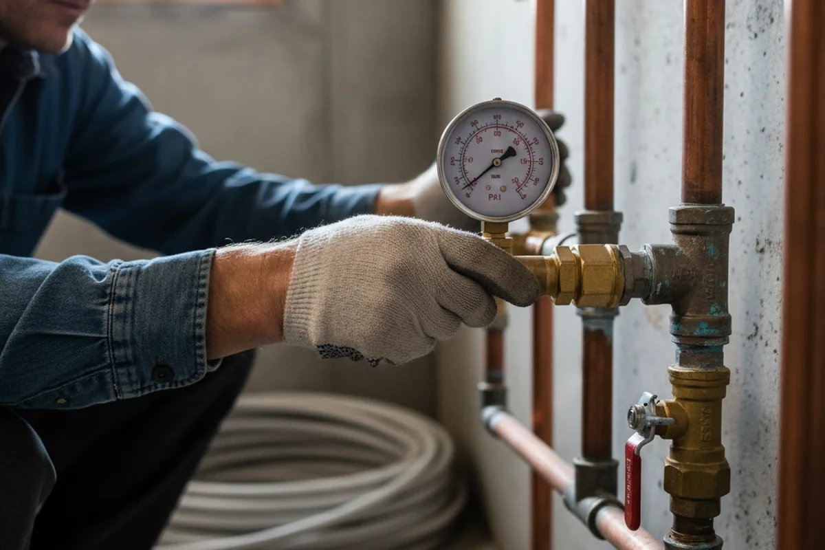 Pressure testing a repaired line during Water Line Repair in Saint Rose